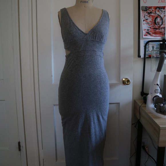 Monrow Grey Cutout Midi Dress - Picture 1 of 7